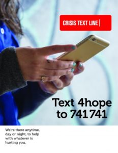 crisis text line. text 4hoppe to 741741