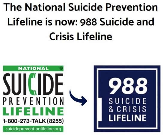 national Suicide Prevention Lifeline is now 988