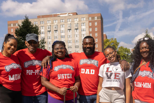 A family of five, spanning three generations with an OSU bound young woman.