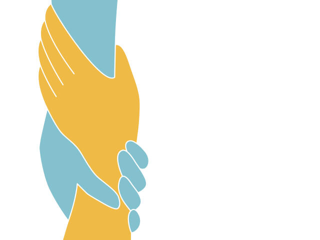Light color of holding hand in flat vector illustration. helping and support concept.