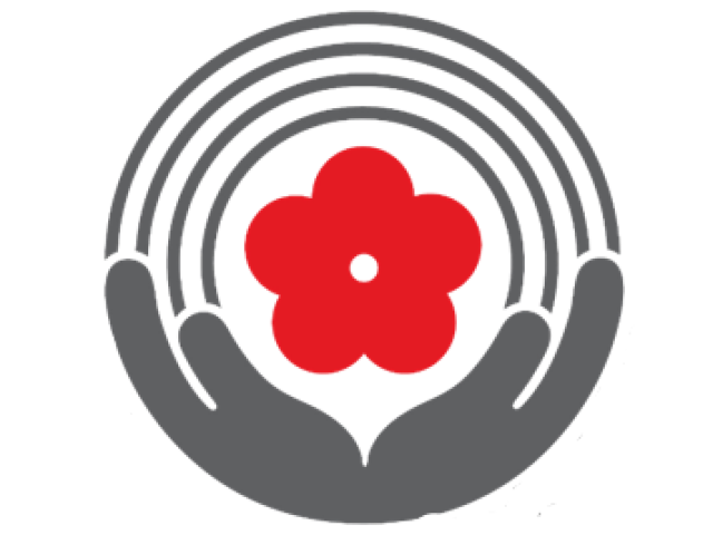 Two hands with palms facing upwards, holding a flower.
