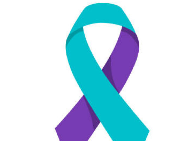 A purple and teal ribbon
