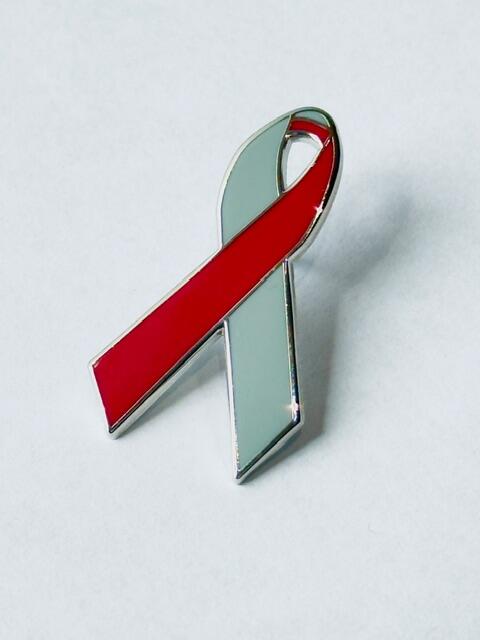Scarlet and Grey Ribbon Pin