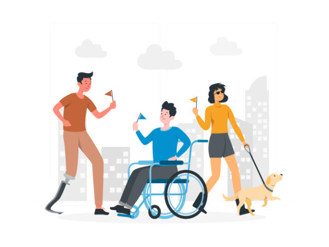 Three students with different disabilities